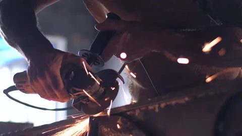 Man grinding iron Stock Footage 189029167