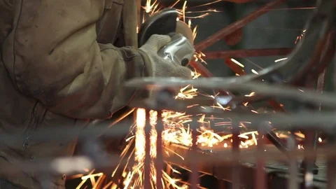Man grinding metal Stock Footage 72067931