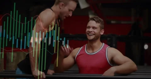 Man gripping bars and lifting into dip, spotter supporting, animated bars Stock Footage 312844326