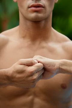 Man gripping hands Stock Photos
