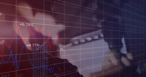 Man gripping lever lowering drill bit for manufacturing analytics with grid and Stock Footage 312017511