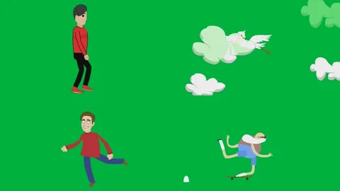 Man group clouds and birds Perfect for chroma key 4k and nature stock Stock Footage 309641034