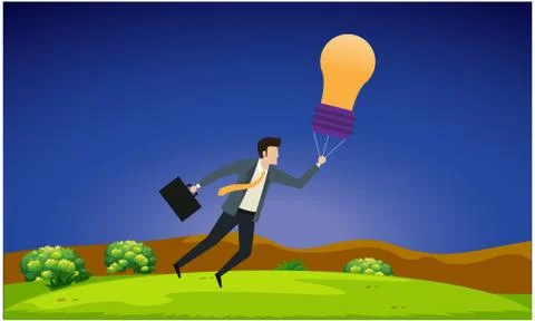 Man is growing with technology from nature Illustrazione stock