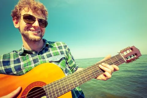 Man with guitar Foto stock