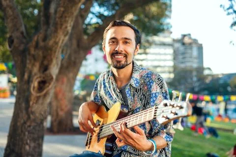 Man with guitar Foto stock