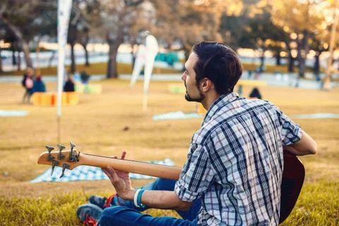 Man with guitar Stock Photos