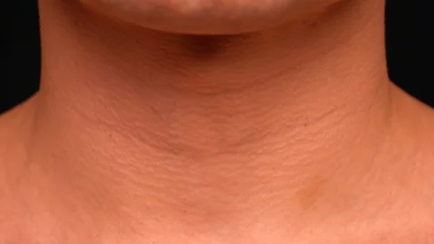 Man gulp Adam's apple close up sequence Stock Footage 102094846