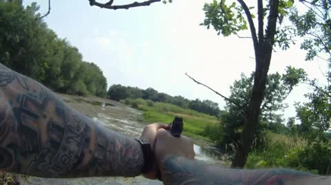 Man with Gun Go Pro 스톡 동영상 11298061