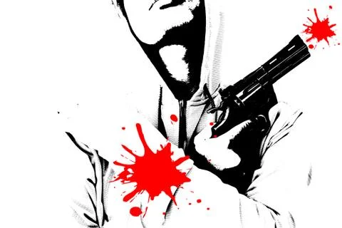 Man With Gun In Hands Stock Illustration