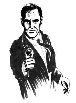 Man with a gun Stock Illustration
