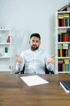Man guy in studio businessman gesturing Stock Photos