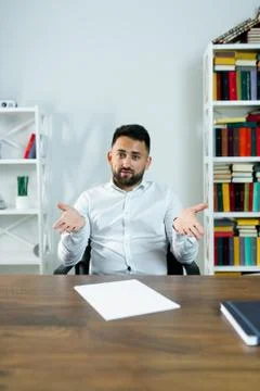 Man guy in studio businessman gesturing Stock Photos