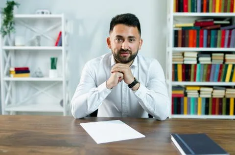 Man guy in studio businessman gesturing Stock Photos