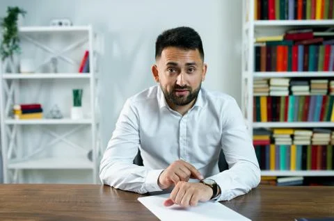 Man guy in studio businessman gesturing Stock Photos