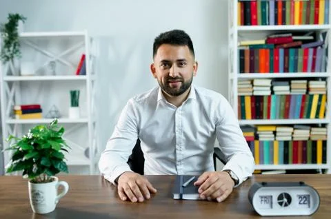Man guy in studio businessman gesturing Stock Photos