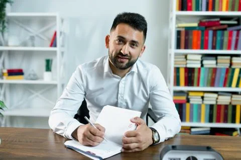 Man guy in studio businessman gesturing Stock Photos