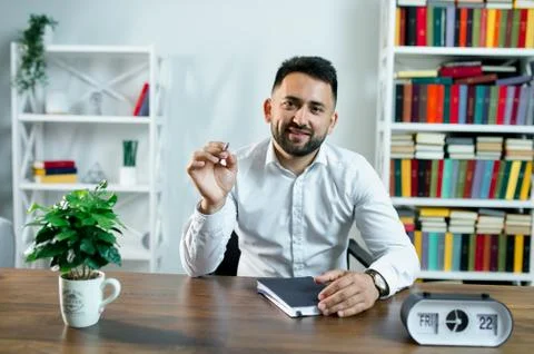 Man guy in studio businessman gesturing Stock Photos