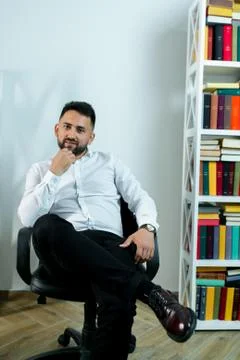 Man guy in studio businessman gesturing Stock Photos
