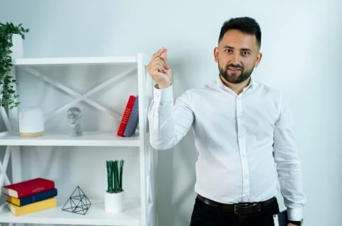 Man guy in studio businessman gesturing Stock Photos