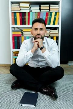 Man guy in studio businessman gesturing Stock Photos