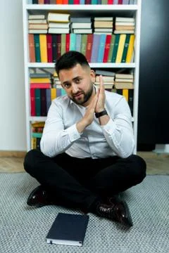 Man guy in studio businessman gesturing Stock Photos