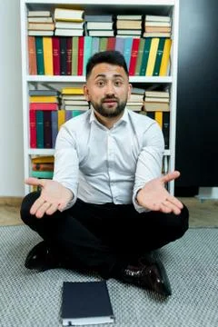 Man guy in studio businessman gesturing Stock Photos