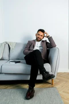 Man guy in studio businessman gesturing Stock Photos