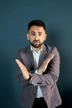 Man guy in studio businessman gesturing Stock Photos