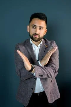 Man guy in studio businessman gesturing Stock Photos