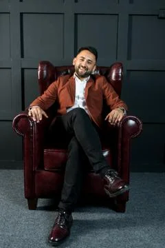Man guy in studio businessman gesturing Stock Photos