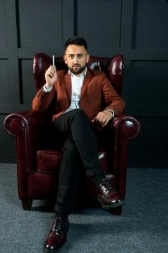 Man guy in studio businessman gesturing Stock Photos