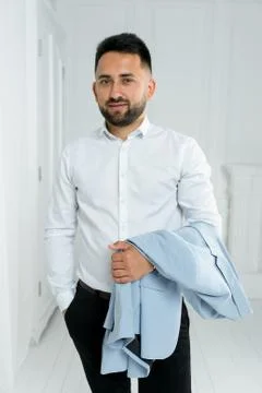Man guy in studio businessman gesturing Stock Photos