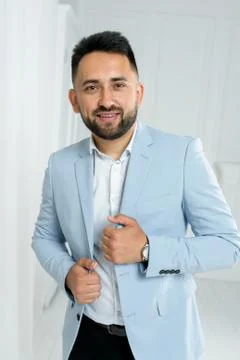 Man guy in studio businessman gesturing Stock Photos