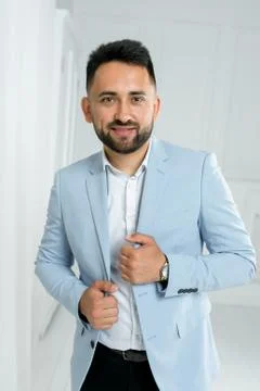 Man guy in studio businessman gesturing Stock Photos