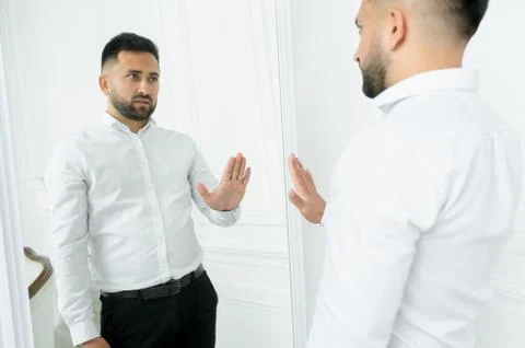 Man guy in studio businessman gesturing Stock Photos