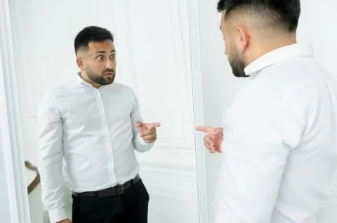 Man guy in studio businessman gesturing Stock Photos