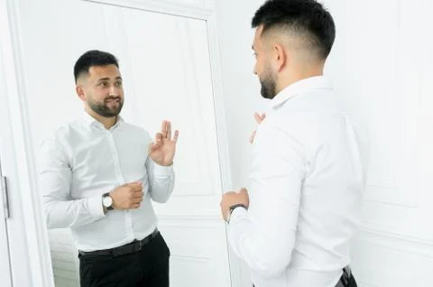 Man guy in studio businessman gesturing Stock Photos