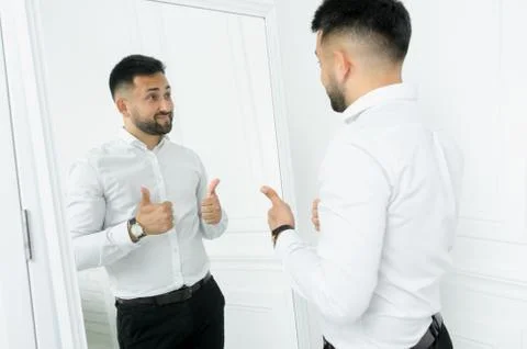 Man guy in studio businessman gesturing Stock Photos