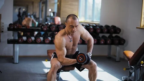 The man is at the gym Stock Footage 77998646