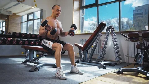 The man is at the gym Stock Footage 78000087