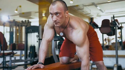 The man is at the gym Stock Footage 81995712