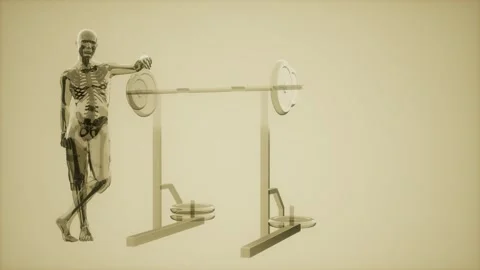 Man in gym room with visible bones Stock Footage 164640337