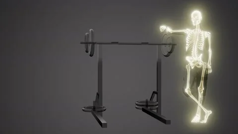 Man in gym room with visible bones Stock Footage 166346753