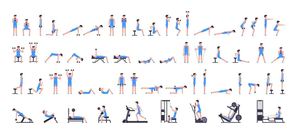 Man gym set Stock Illustration