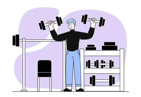Man in gym vector simple Illustrazione stock