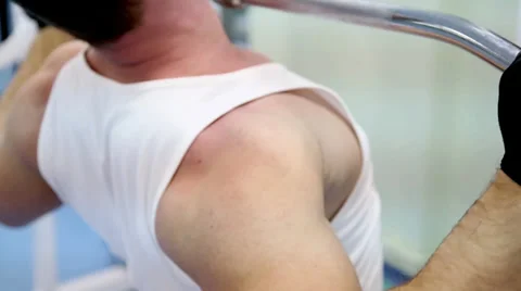 Man At The Gym_ Workout Dorsi Stock Footage 34191550