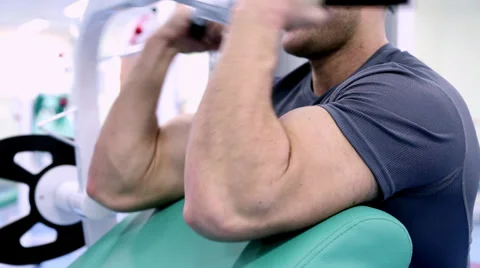 Man At The Gym_Bicep Workout Hands Stock Footage 34183070