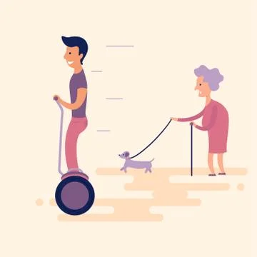 Man on gyroscooter Stock Illustration