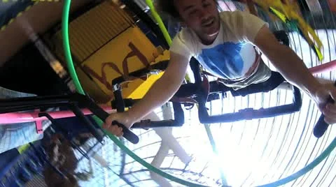 Man on gyroscope V2 - HD Stock Footage 12247534