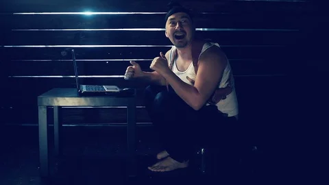 Man the hacker works behind the computer Stock Footage 90921825